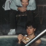 Gary, Jr in Jacuzzi with Gary Sr in Picture